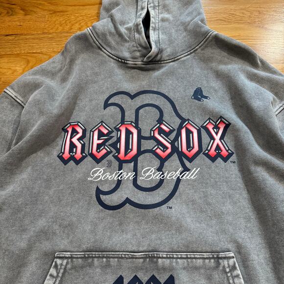 Boston Red Sox Heavy Metal Oversize Hoodie Mens XL Washed Grey Sweatshirt NWT - Picture 2 of 6